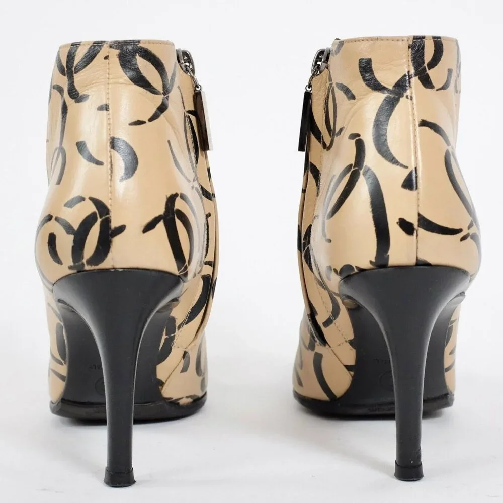 CHANEL Ankle Boots with Black and Cream Design - Picture 10 of 16